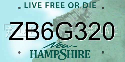 ZB6G320 New Hampshire License Plate