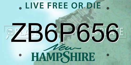 ZB6P656 New Hampshire License Plate