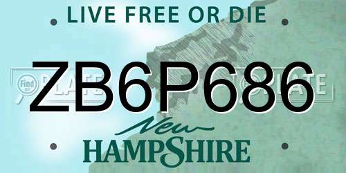 ZB6P686 New Hampshire License Plate