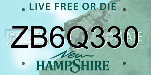 ZB6Q330 New Hampshire License Plate
