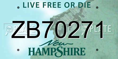 ZB70271 New Hampshire License Plate