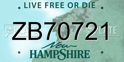 ZB70721 New Hampshire License Plate