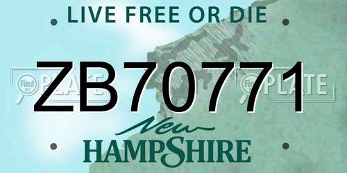 ZB70771 New Hampshire License Plate