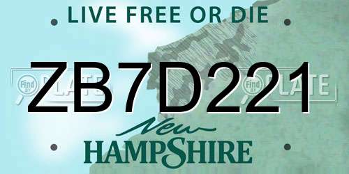 ZB7D221 New Hampshire License Plate