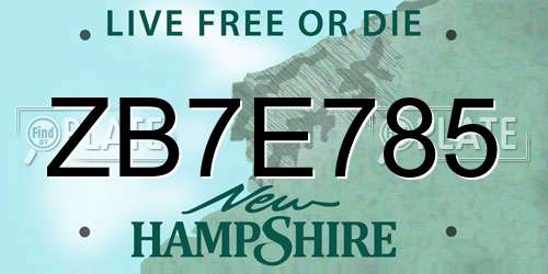 ZB7E785 New Hampshire License Plate