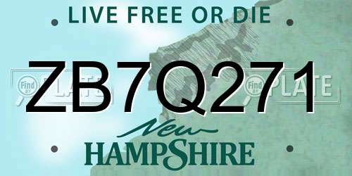 ZB7Q271 New Hampshire License Plate