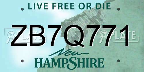ZB7Q771 New Hampshire License Plate