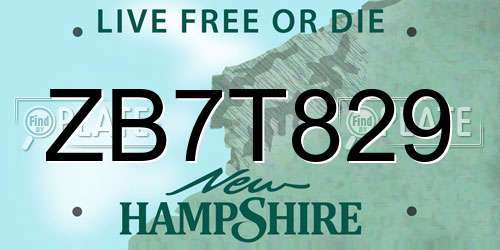 ZB7T829 New Hampshire License Plate