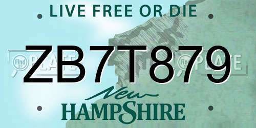 ZB7T879 New Hampshire License Plate