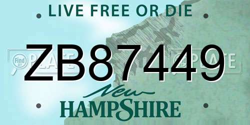 ZB87449 New Hampshire License Plate