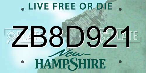 ZB8D921 New Hampshire License Plate
