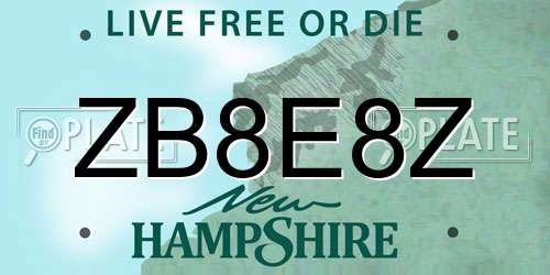 ZB8E8Z New Hampshire License Plate
