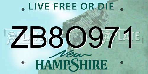 ZB8O971 New Hampshire License Plate