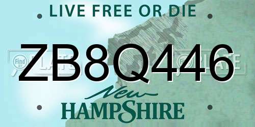 ZB8Q446 New Hampshire License Plate
