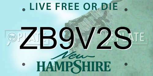 ZB9V2S New Hampshire License Plate