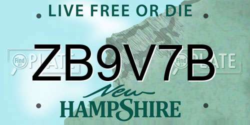 ZB9V7B New Hampshire License Plate