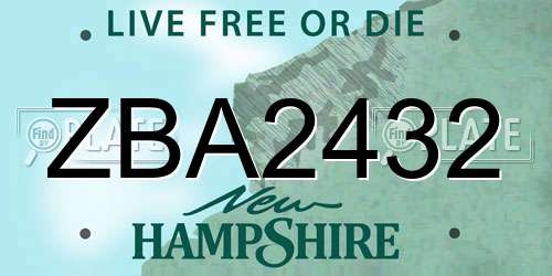 ZBA2432 New Hampshire License Plate