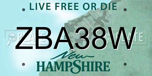 ZBA38W New Hampshire License Plate