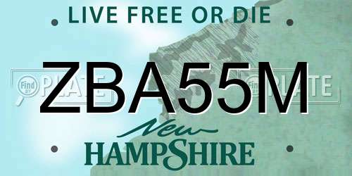 ZBA55M New Hampshire License Plate