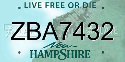 ZBA7432 New Hampshire License Plate