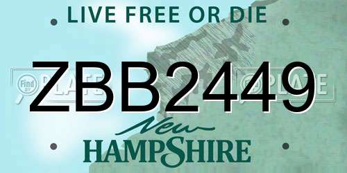 ZBB2449 New Hampshire License Plate