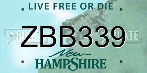 ZBB339 New Hampshire License Plate