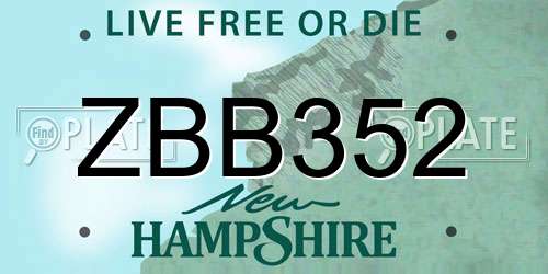 ZBB352 New Hampshire License Plate
