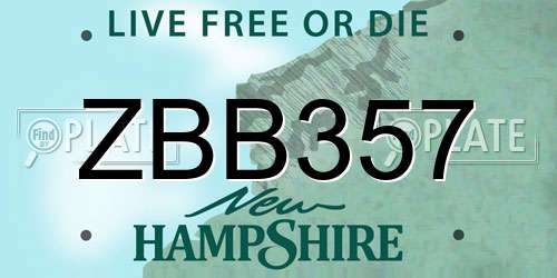 ZBB357 New Hampshire License Plate