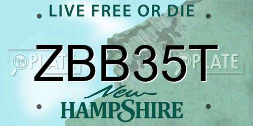 ZBB35T New Hampshire License Plate