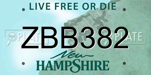 ZBB382 New Hampshire License Plate
