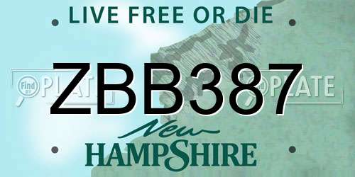 ZBB387 New Hampshire License Plate