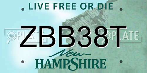 ZBB38T New Hampshire License Plate