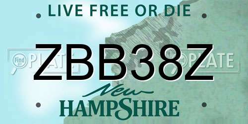 ZBB38Z New Hampshire License Plate