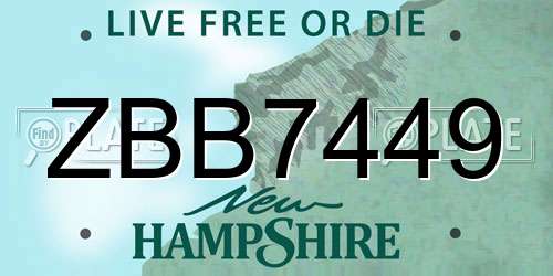 ZBB7449 New Hampshire License Plate