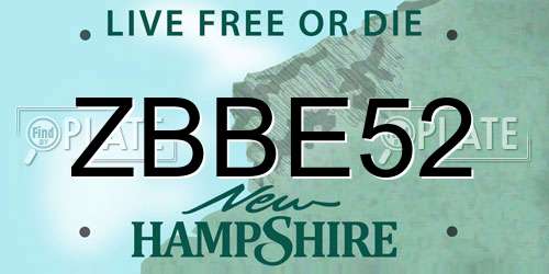 ZBBE52 New Hampshire License Plate