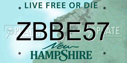 ZBBE57 New Hampshire License Plate