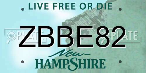 ZBBE82 New Hampshire License Plate