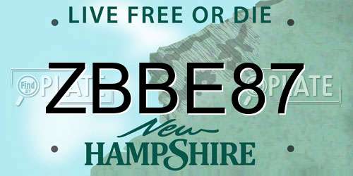 ZBBE87 New Hampshire License Plate