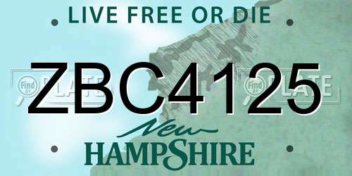 ZBC4125 New Hampshire License Plate