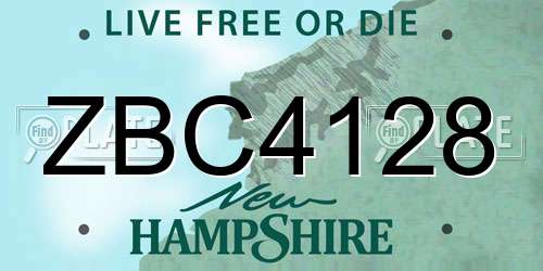 ZBC4128 New Hampshire License Plate