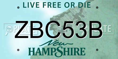 ZBC53B New Hampshire License Plate