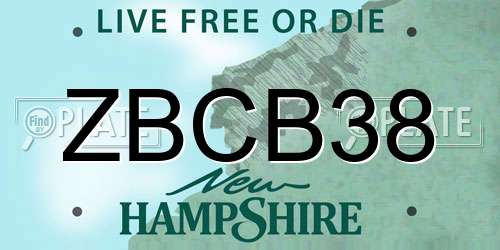 ZBCB38 New Hampshire License Plate
