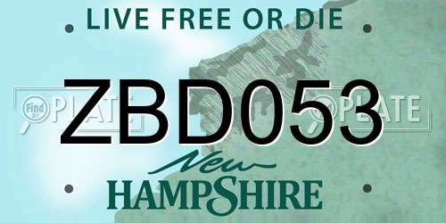 ZBD053 New Hampshire License Plate