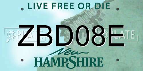 ZBD08E New Hampshire License Plate
