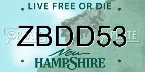 ZBDD53 New Hampshire License Plate