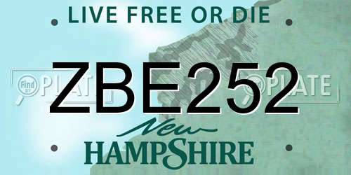 ZBE252 New Hampshire License Plate