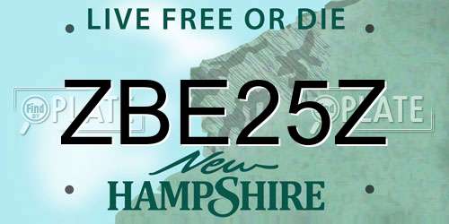 ZBE25Z New Hampshire License Plate
