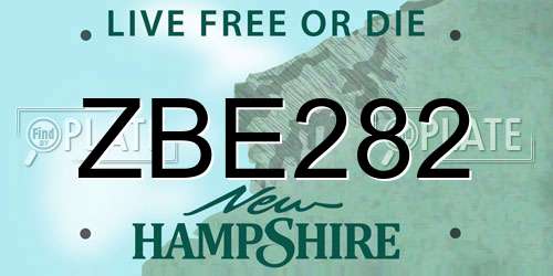ZBE282 New Hampshire License Plate