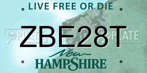 ZBE28T New Hampshire License Plate