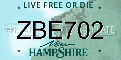 ZBE702 New Hampshire License Plate